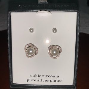 Sparkle Allure 2 pair Cubic Zirconia Earring sets